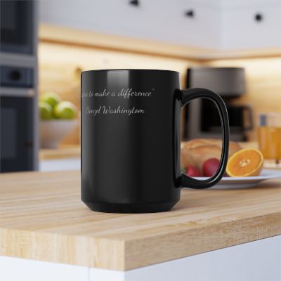 Black Inspirational Mug with D. Washington Quote