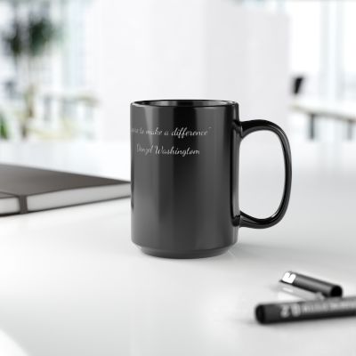 Black Inspirational Mug with D. Washington Quote