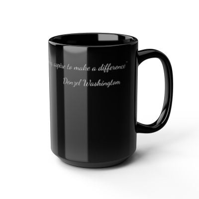 Black Inspirational Mug with D. Washington Quote
