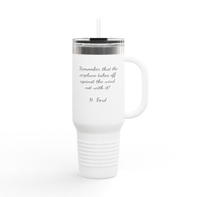 Inspirational Insulated Travel Mug with Henry Ford Quote