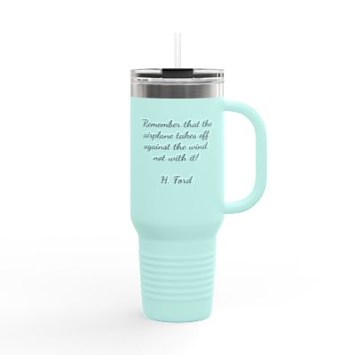 Inspirational Insulated Travel Mug with Henry Ford Quote