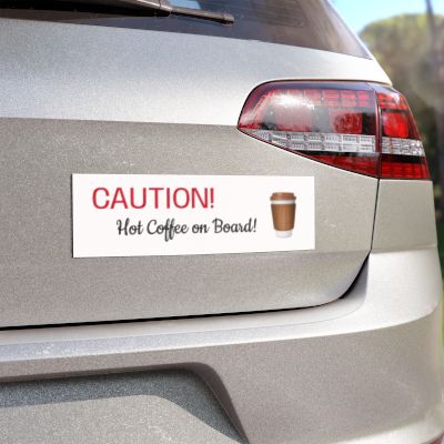 Caution Coffee Car Magnet on vehicle