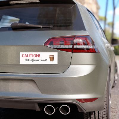 Caution Coffee Car Magnet on vehicle