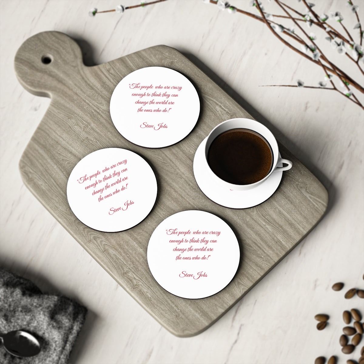 Inspirational Coasters with a Steve Jobs Quote