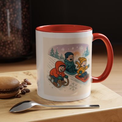 Sledding Kids Winter Scene Coffee Mug