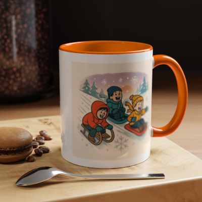 Sledding Kids Winter Scene Coffee Mug