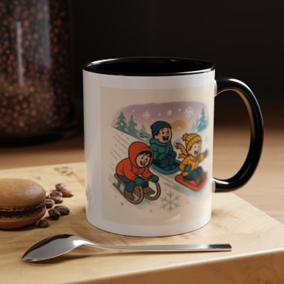 Sledding Kids Winter Scene Coffee Mug
