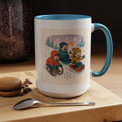 Sledding Kids Winter Scene Coffee Mug
