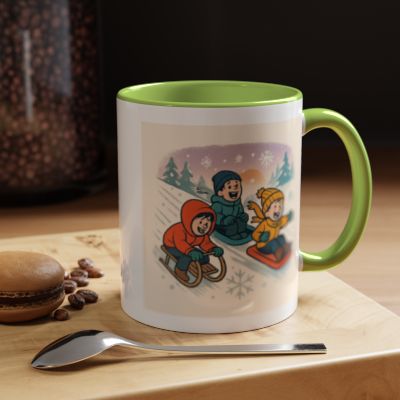 Sledding Kids Winter Scene Coffee Mug