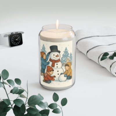 Winter Kids Building Snowman Scented Candle