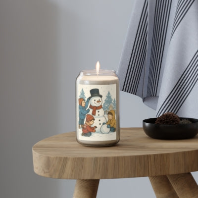 Winter Kids Building Snowman Scented Candle