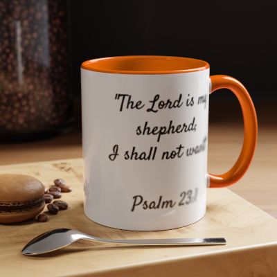 Inspirational Coffee Mug with Psalm 23:1