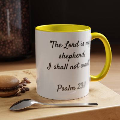 Inspirational Coffee Mug with Psalm 23:1